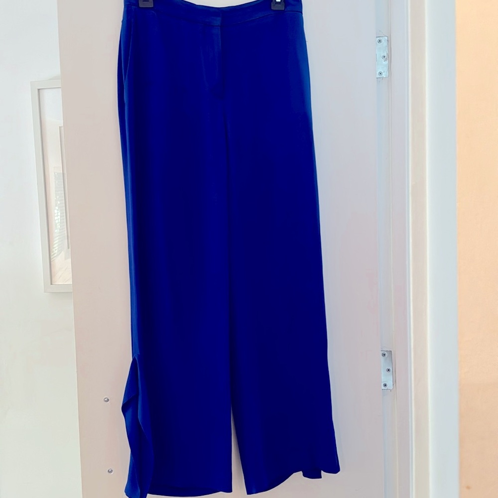 Stella McCartney Blue Trouser with Ruffle Slit